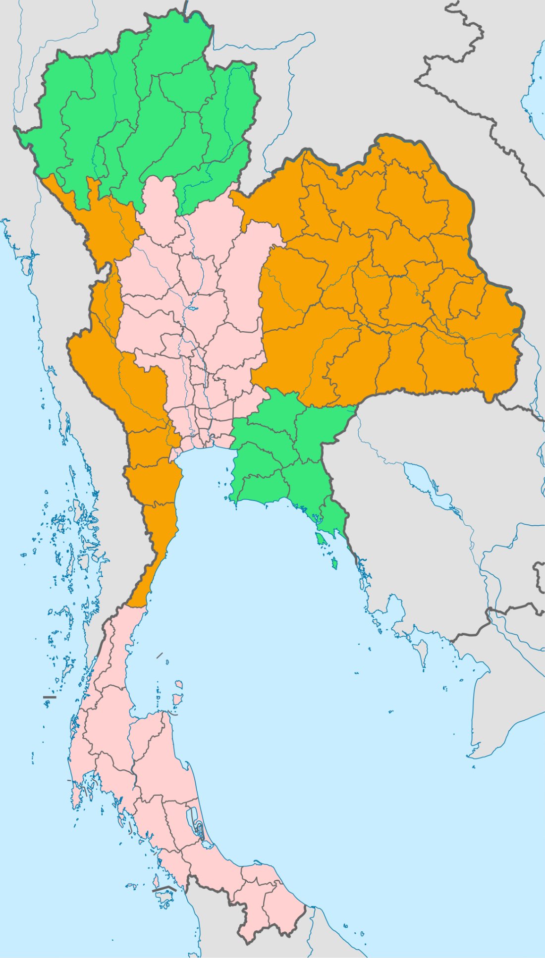 Cartina Thailandia regioni