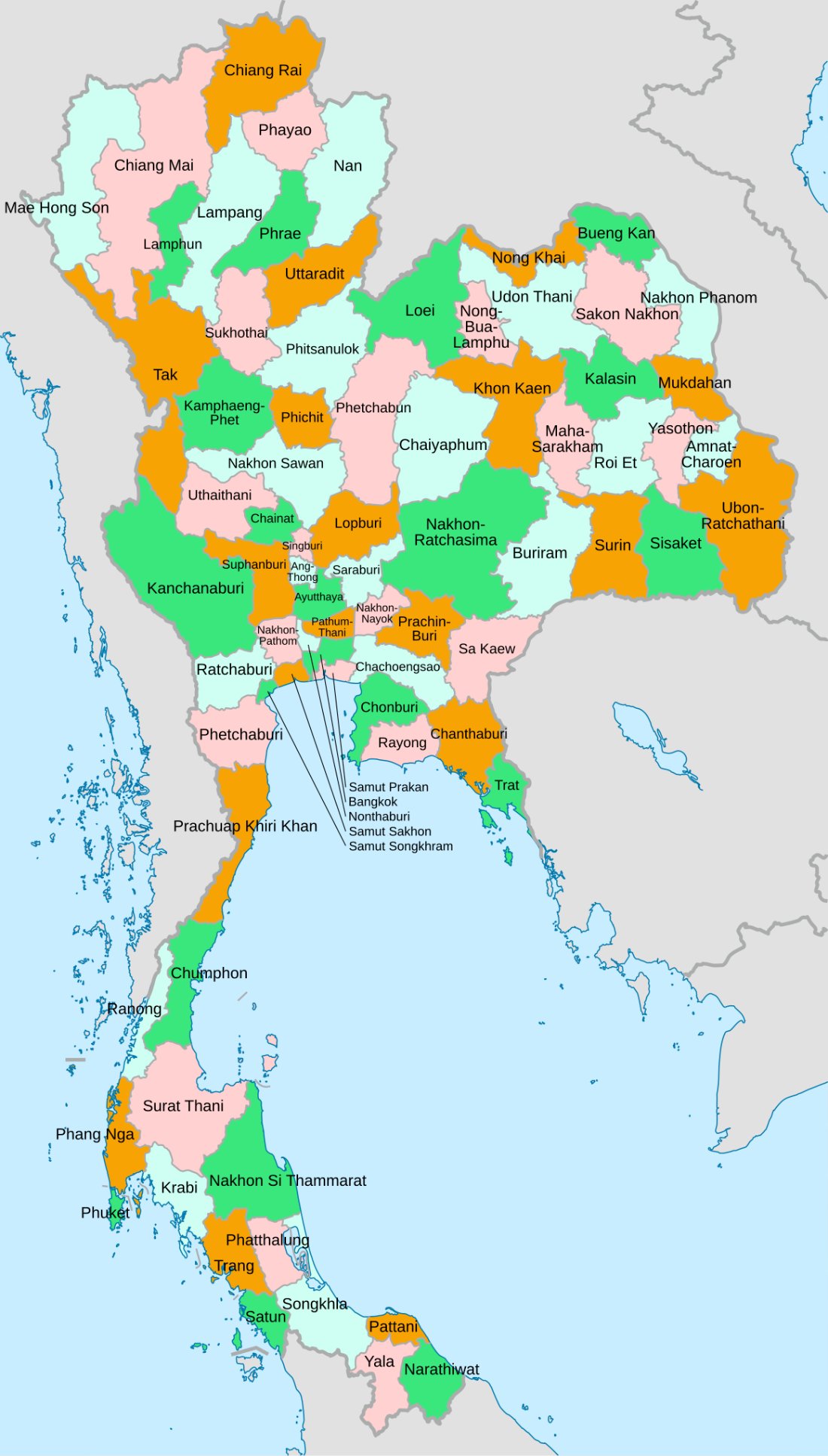 Cartina province thailandesi